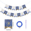 Blue White Yellow Glitter Paper Eid Mubarak Banner