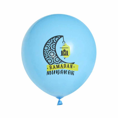 Blue Yellow Light Blue Ramadan Mubarak Balloon 6 Pcs Set