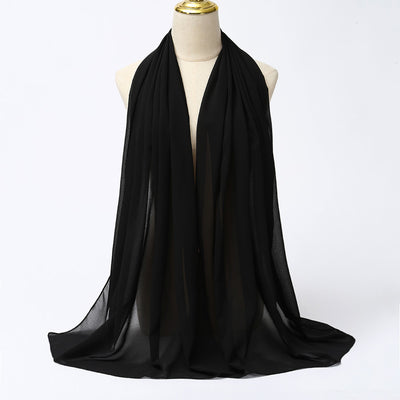 Black Large Size Chiffon Scarf