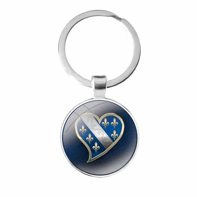 Blue Silver Bosnia Herzegovina Heart Keychain