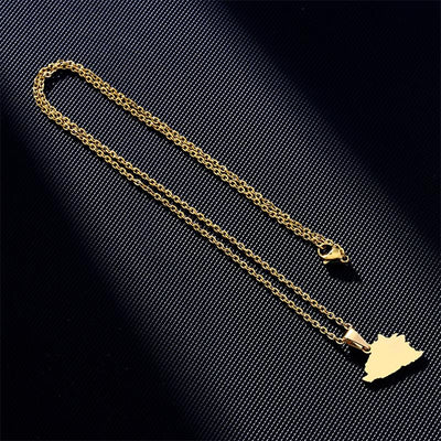 Gold-coloured Stainless Steel Bosnia Map Necklace