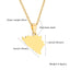 Gold-coloured Stainless Steel Bosnia Map Necklace