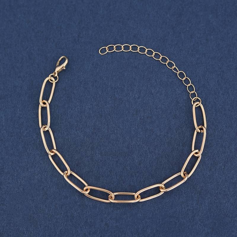 Gold-coloured Alloy Metal Link Chain Bracelet