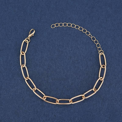 Gold-coloured Alloy Metal Link Chain Bracelet