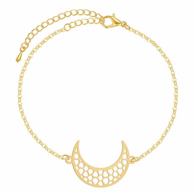 Gold-coloured Stainless Steel Crescent Moon Bracelet