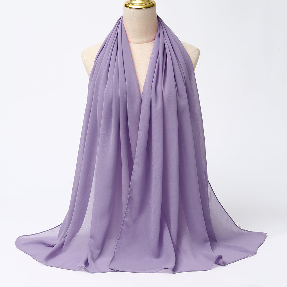 Lavender Purple Large Size Chiffon Scarf