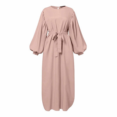 Dust Pink Long Sleeve Abaya Dress