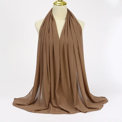 Oak Brown Large Size Chiffon Scarf