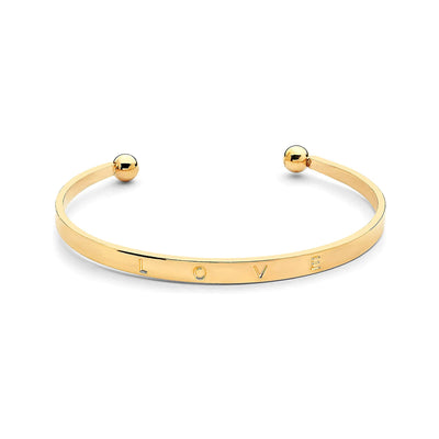 Gold-coloured Alloy Metal Love Bangle