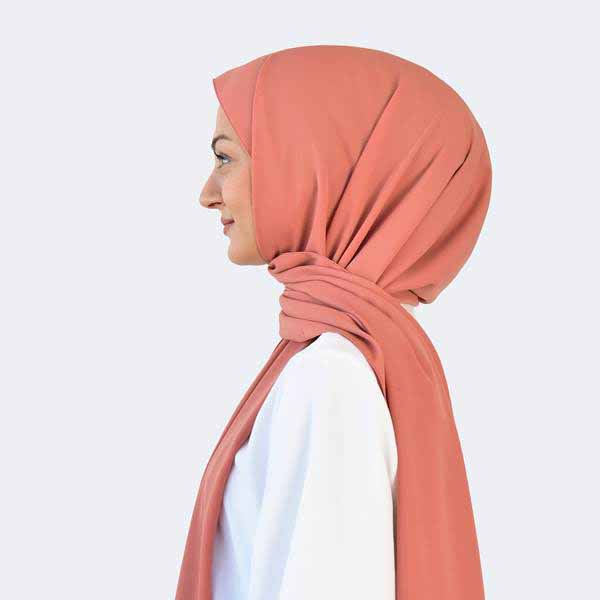 Peach Large Size Chiffon Scarf