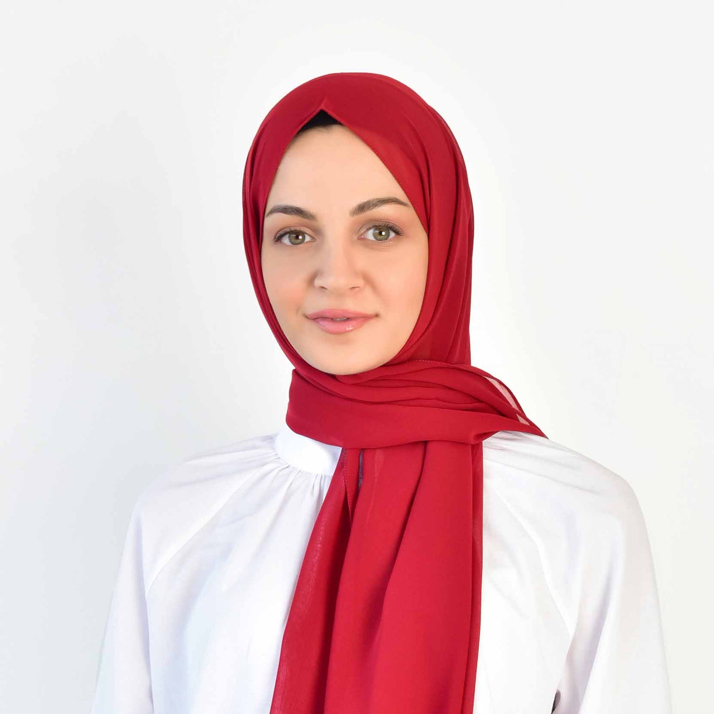 Plain Red Large Size Chiffon Scarf