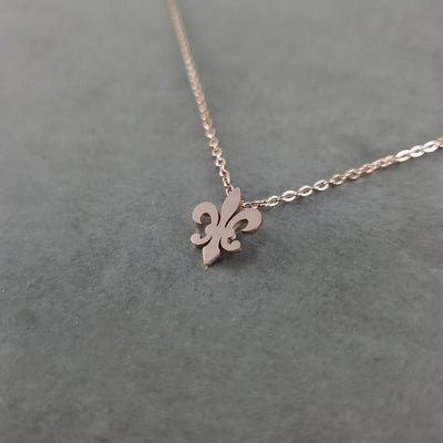 Rose Gold-coloured Stainless Steel Bosnian Lily Necklace