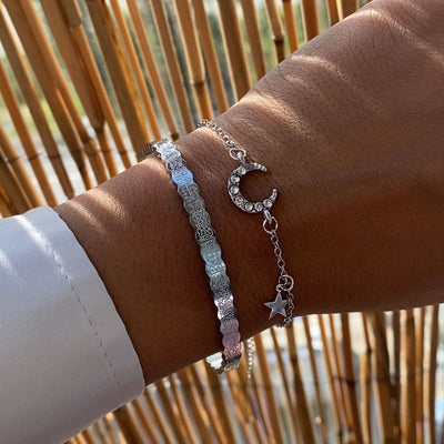 Silver Moon Star Bracelet