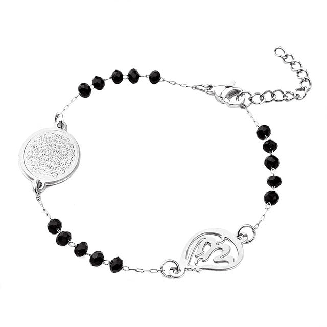 Silver Stainless Steel Muslim Arabic Charms Bracelet