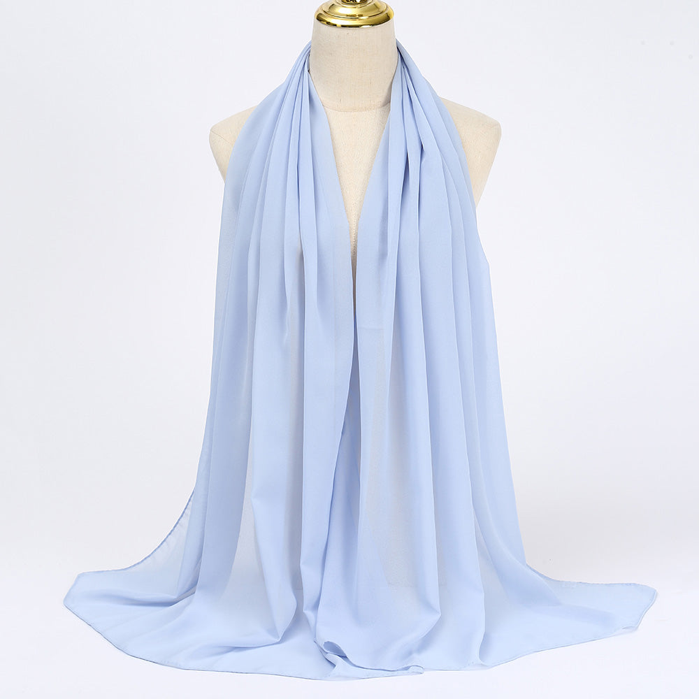 Sky Blue Large Size Chiffon Scarf