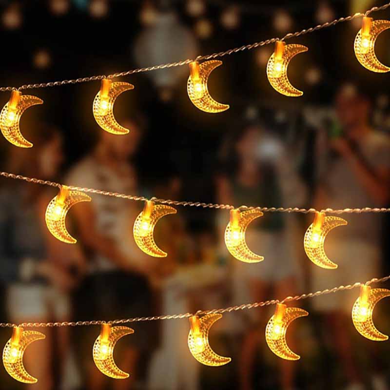 20 Pcs LED Lights Eid Mubarak Moon 3m