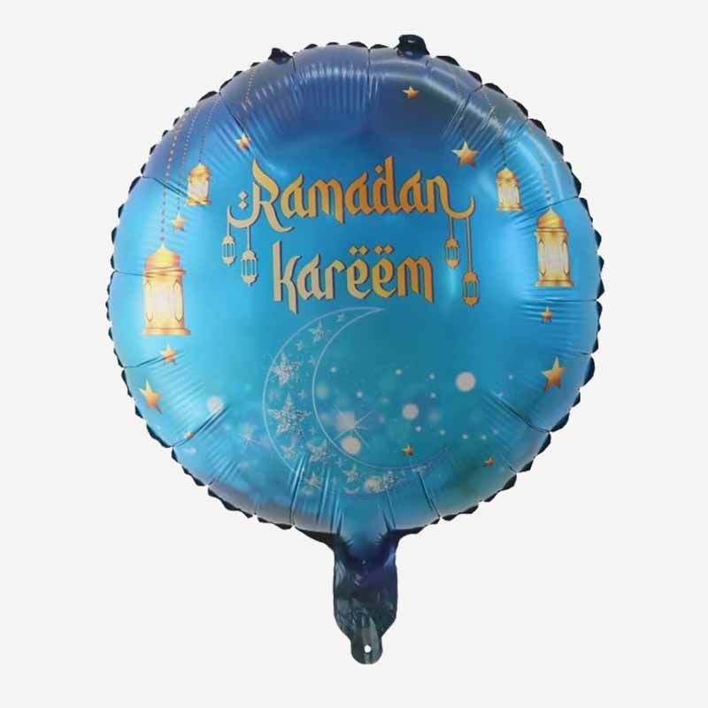 Turqoise Gold Ramadan Kareem Round Helium Balloon 45cm